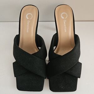 Journee Black Oppal Sandals- Size 8.5